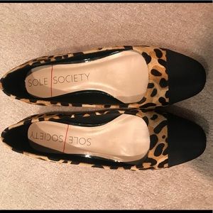 Sole Society leopard calf hair flats